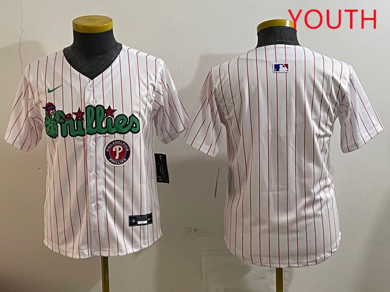 Youth Philadelphia Phillies Blank White three generations Joint Name Nike 2025 MLB Jersey style 4->youth mlb jersey->Youth Jersey